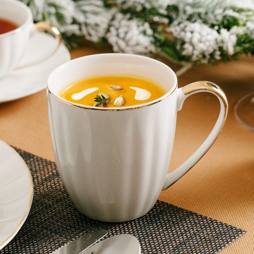 White Coffee Mug with Golden Trim