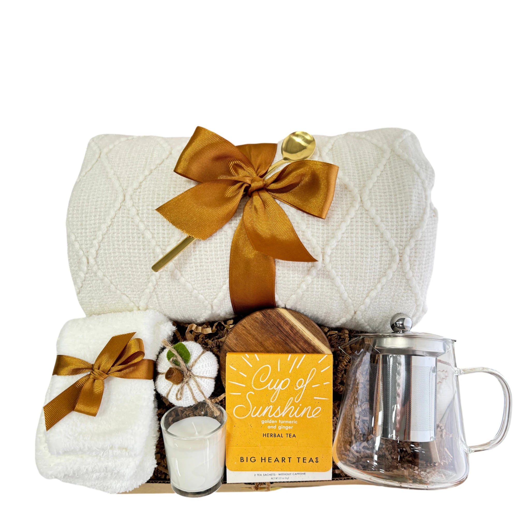 Fall Cozy Gift Box | Autumn Care Package for Women with throw blanket and tea set