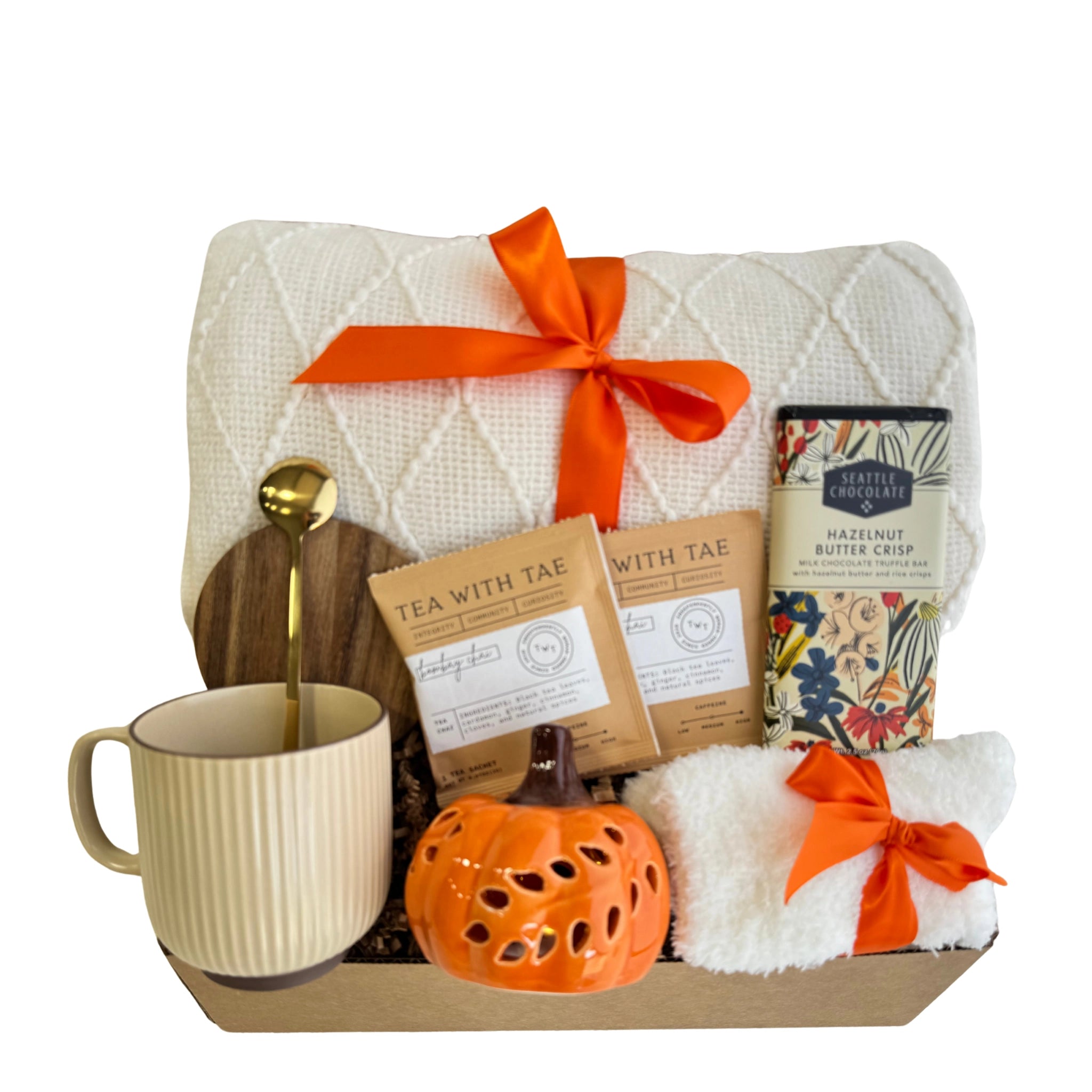 Happy Fall Gift Box with blanket, mug, chocolate, and festive décor