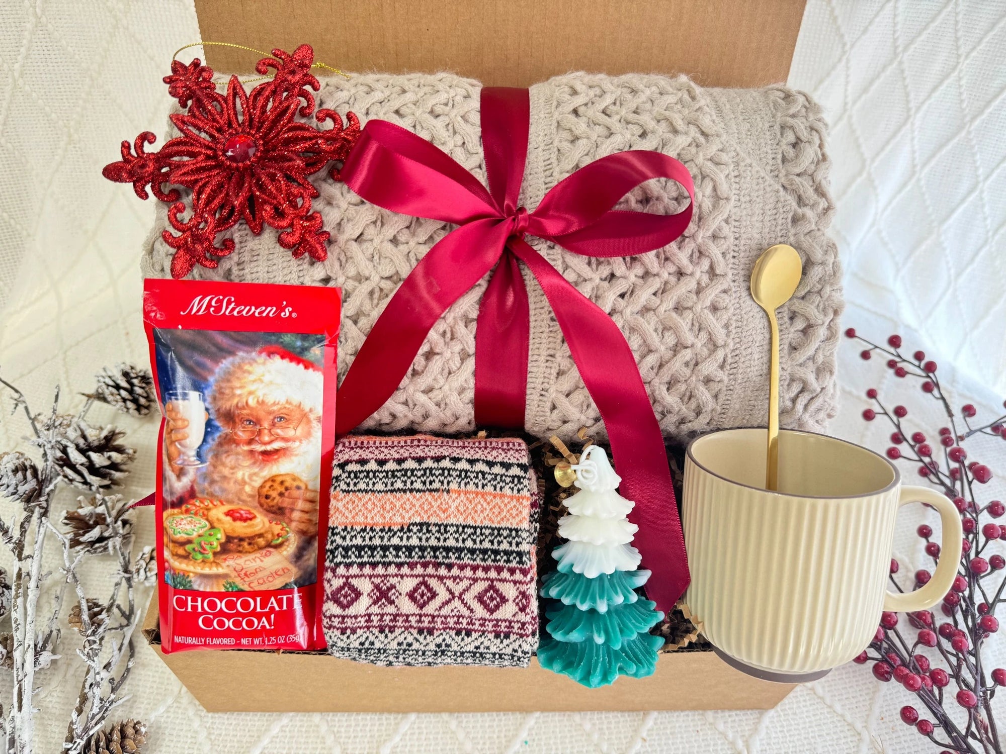 Melt the Snow Gift Box with cozy winter treats and holiday items