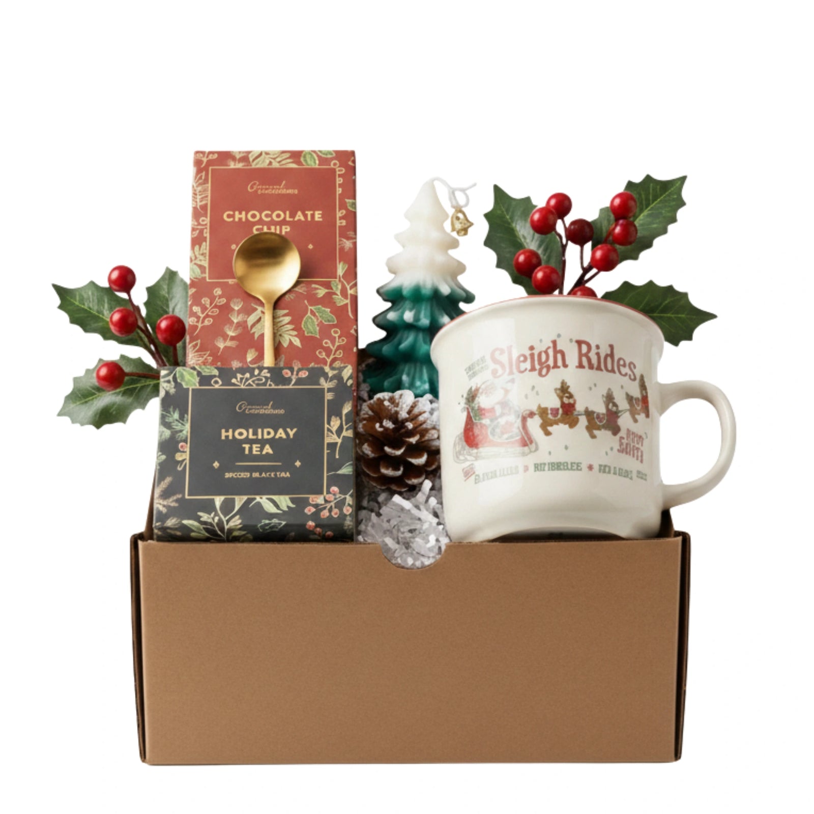 Christmas Time gift basket with Sleigh Rides Santa mug and
holiday tea by Arinna Gifts in Dallas