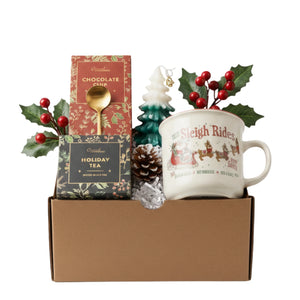 Christmas Time gift basket with Sleigh Rides Santa mug and
holiday tea by Arinna Gifts in Dallas