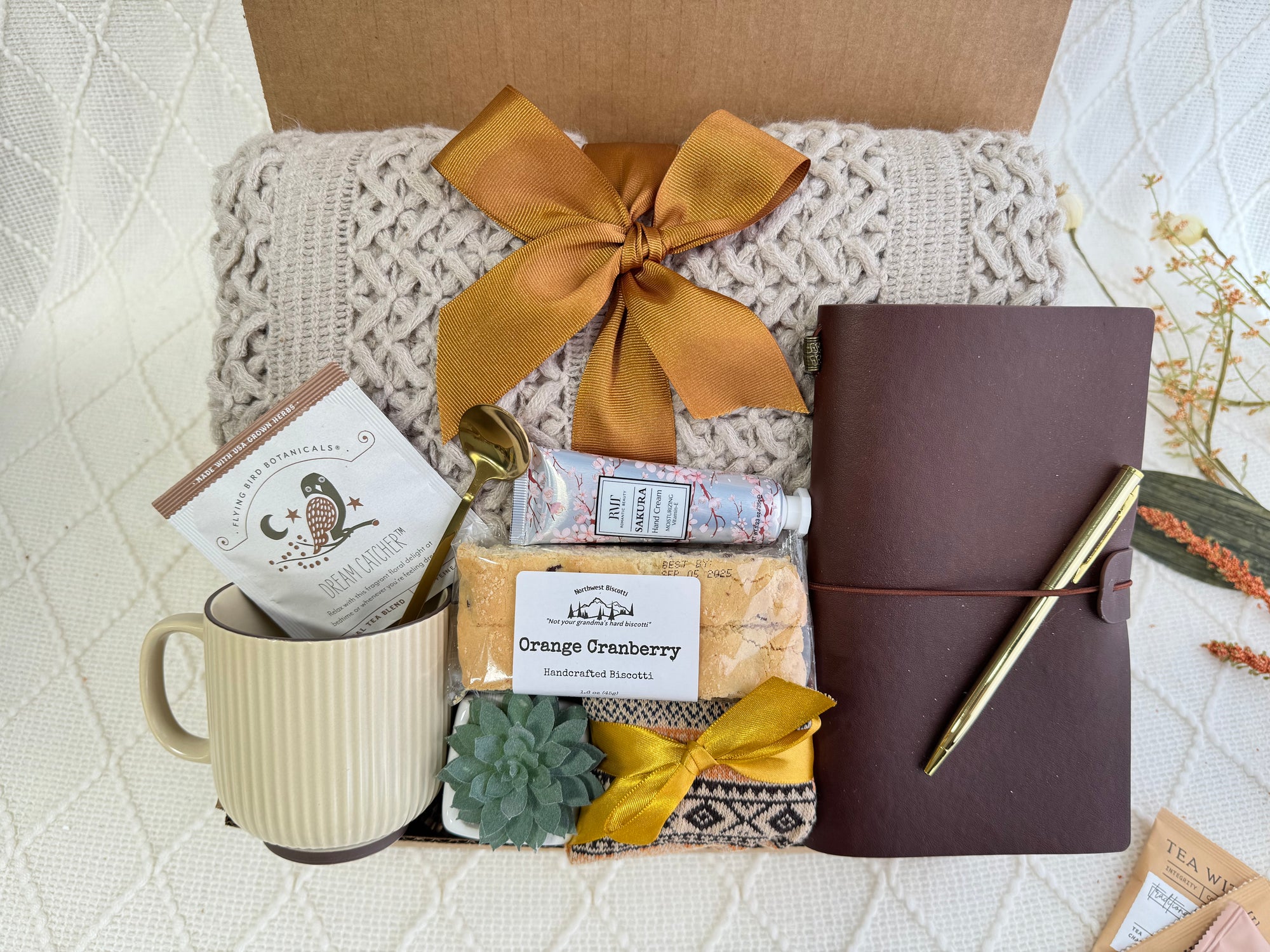 New Adventures Gift Box with journal, blanket, and cozy details