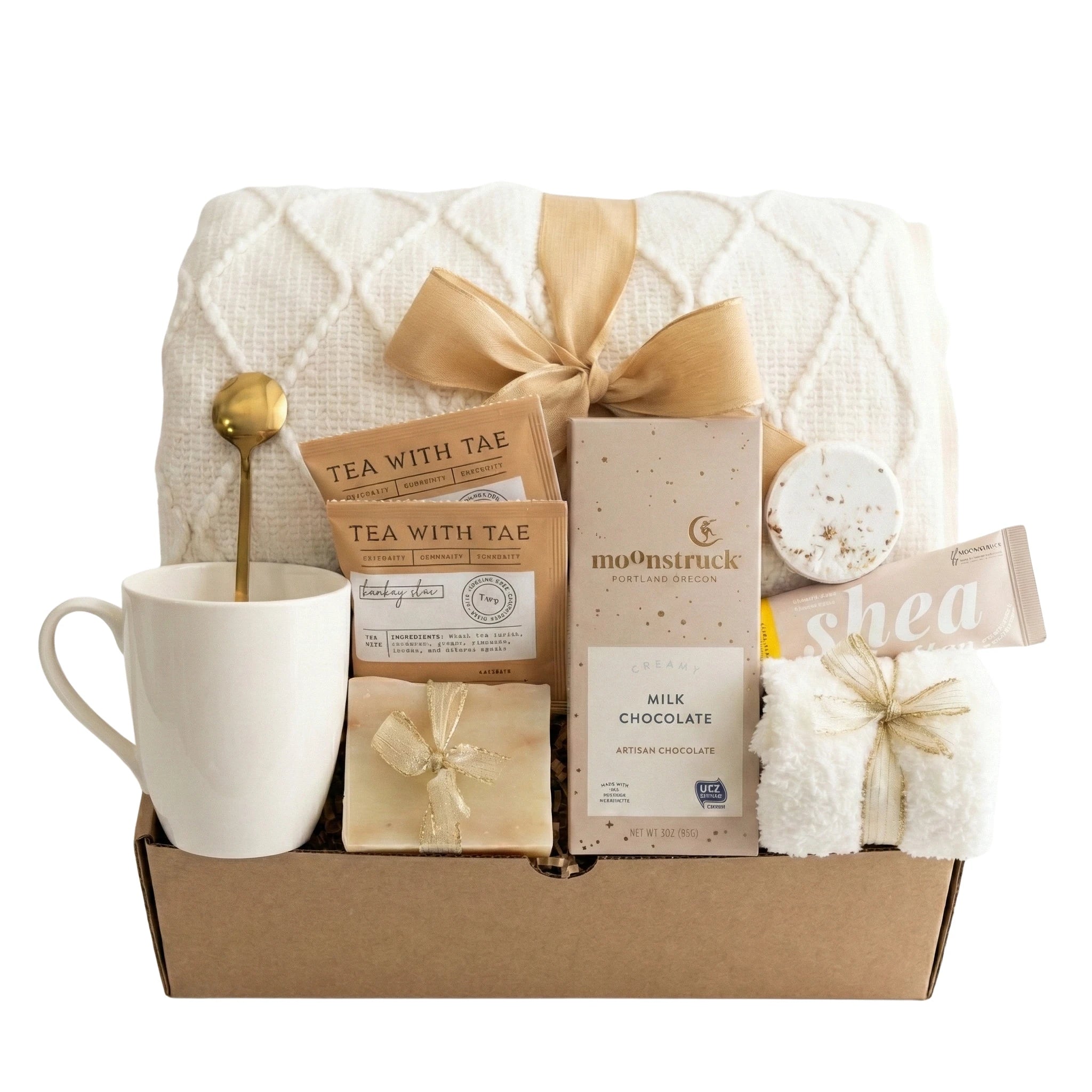 Thinking of You luxury care package with curated cozy essentials and artisan treats by Arinna Gifts in Dallas